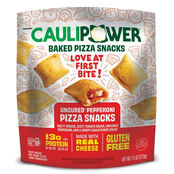 CAULIPOWER Gluten Free Uncured Pepperoni Pizza Snacks, 7.5 oz, Frozen