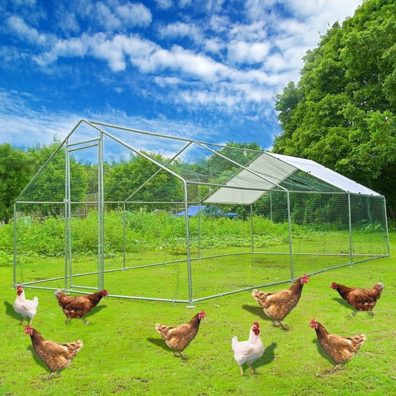 Caulitar 20 x 13ft Large Metal Chicken Coop, Walk in Poultry Cage Chicken Run for Outdoor Backyard Farm