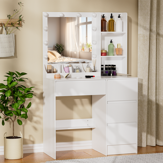 Caulitar Vanity Set with LED Lighted and Mirror, Makeup Desk with