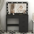 thumbnail image 1 of Caulitar Vanity Table with 5 Drawers Vanity Desk Set with Large LED Lighted Mirror for Bedroom Makeup Table Black, 1 of 11