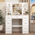 thumbnail image 1 of Caulitar White Makeup Vanity set with Lighted Mirror, 7 Drawers & 4 Shelves, Modern Dressing Table for Bedroom, Adjustable Brightness, 1 of 9