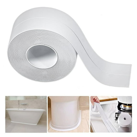Caulk Tape for Bathtub Self Adhesive, Dingrich 1.25" x 19.7 ft Sealant Caulk Caulk Strip Caulking Sealing Tape for Kitchen Countertop, Bathroom, Toilet, Bathtub Floor Wall Edge Protector