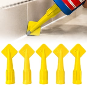 Caulk Tips Silicone Finishing Nozzle Set 5 Sizes, Yellow, 3.9x1.6 Inch