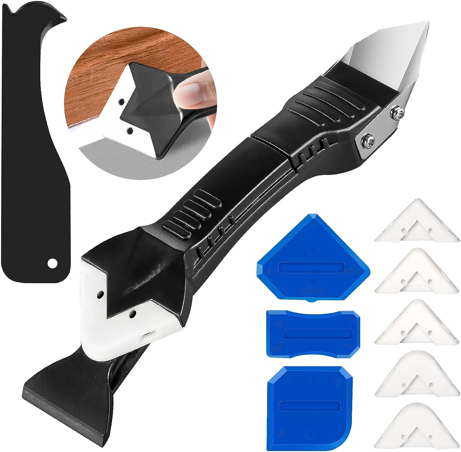 Caulking Tool Grout Removal Tool Caulk Tool with 3 Glass Glue Corner