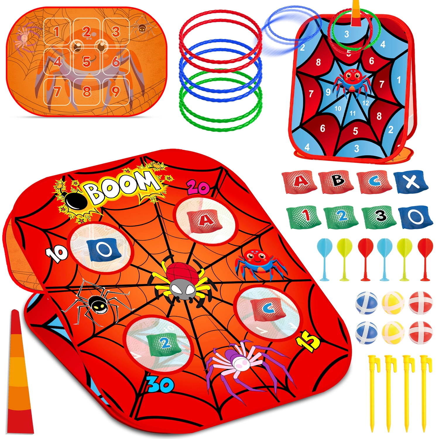 Caunedy 5 in 1 Bean Bag Toss Game Set,Family Party Supplies for Kids,Fun Outdoor Games Toys Gifts for Kids Age 3-10