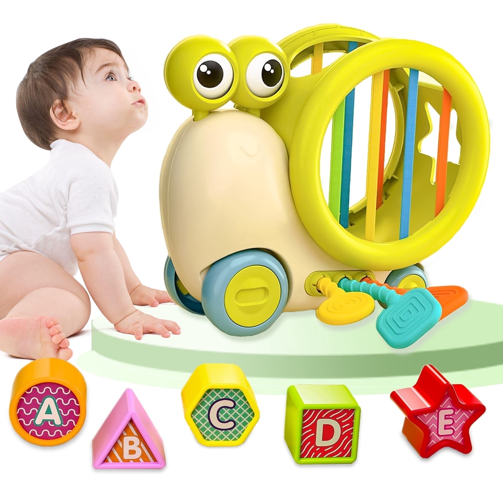 Caunedy Baby Snail Activity Cube, Montessori Toy for 1-3 Year Olds ...
