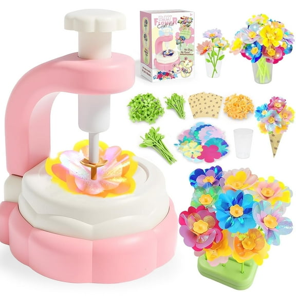 Sunforu Fabric Flower Crafts for Kids, Build Your Own Flower Bouquet, Mothers Day Gift for Toddler Girl 6+