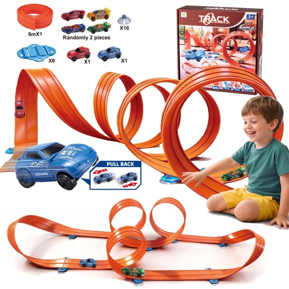 Caunedy Flexible Race Track Ramps Compatible with Cars, Toddle Kids Toys Christmas Birthday Gifts Party Favors for Boys Girls Grandkids Age 2 3 4 5 6 7 8