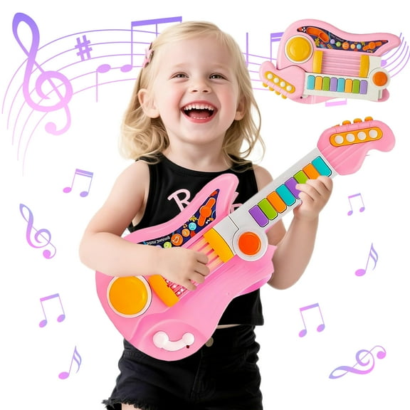 Sunforu Kids Guitar 2 in 1 Musical Toy Guitar & Piano, Educational Instrument Gift for 3,4,5 Year Old Boys & Girls