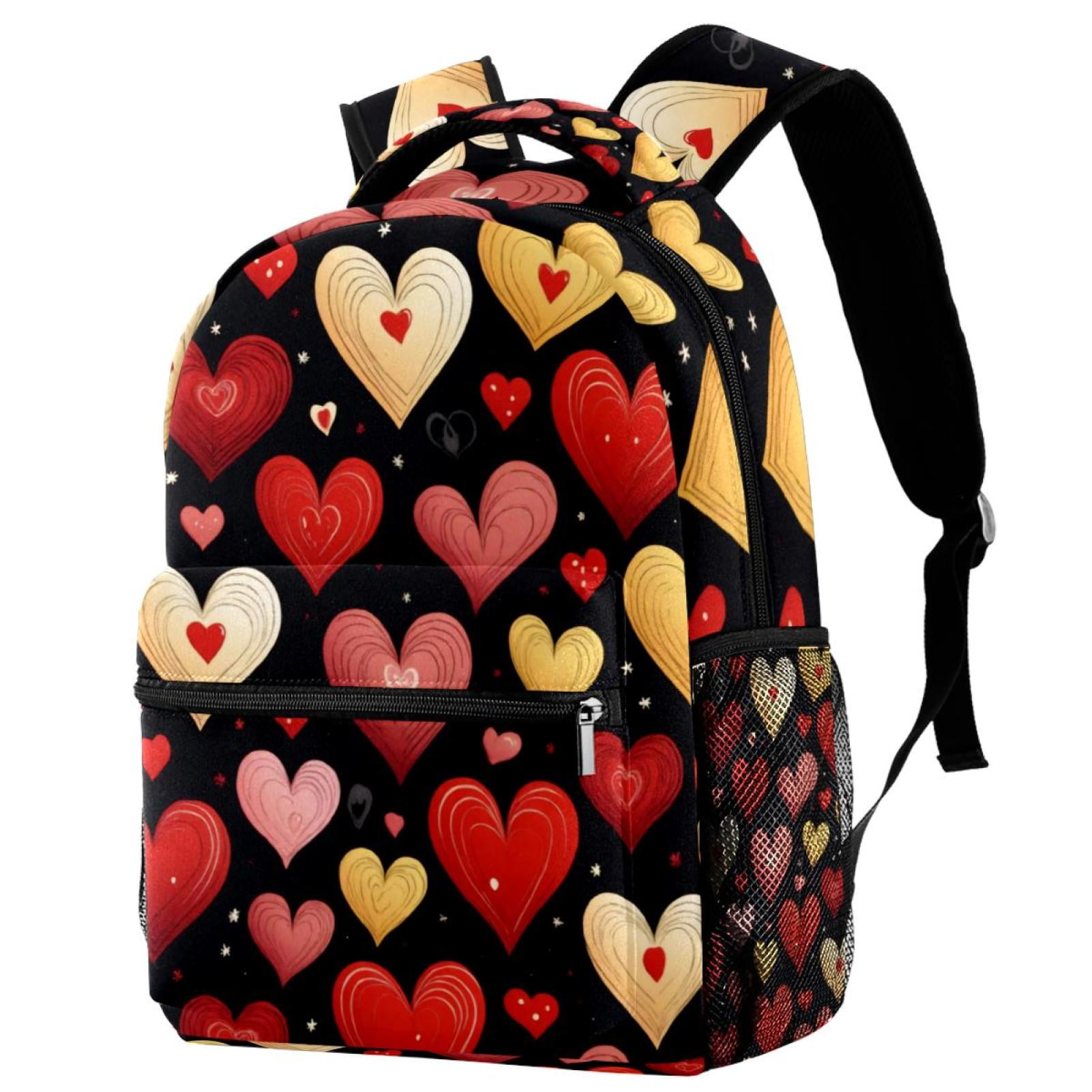 Causal School Backpack, Red Hearts Seamless Daypack with Laptop ...