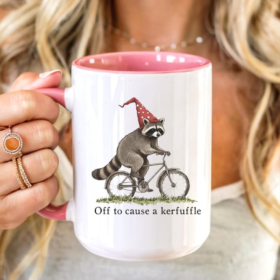 Cause a Kerfuffle Raccoon Mug, Funny Coffee Cup
