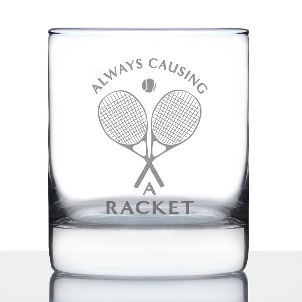 Bevvee Whiskey Rocks Glass 10.25 oz Causing A Racket Gifts for Tennis ...