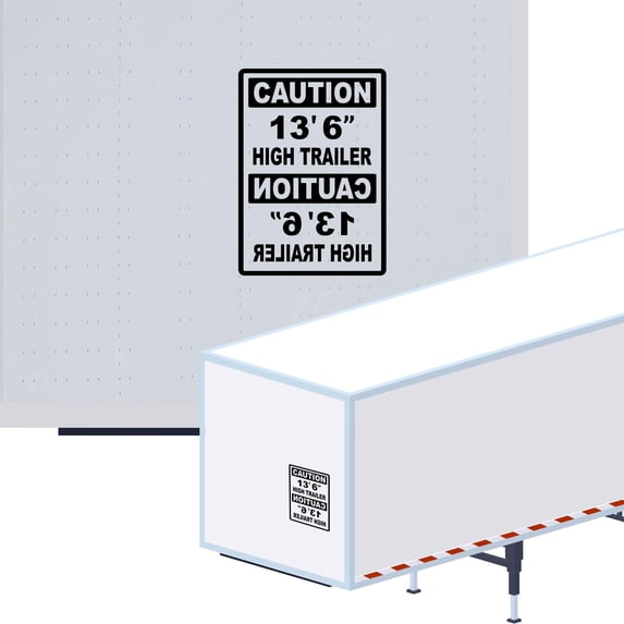 Caution 13' 6" High Trailer Vinyl Decal Sticker - Height Trailer Sign with Mirror Text Truck Safety Decal for Dry Van and Reefer Trailers Caution Clearance Height Sign (7" x 11", Black)