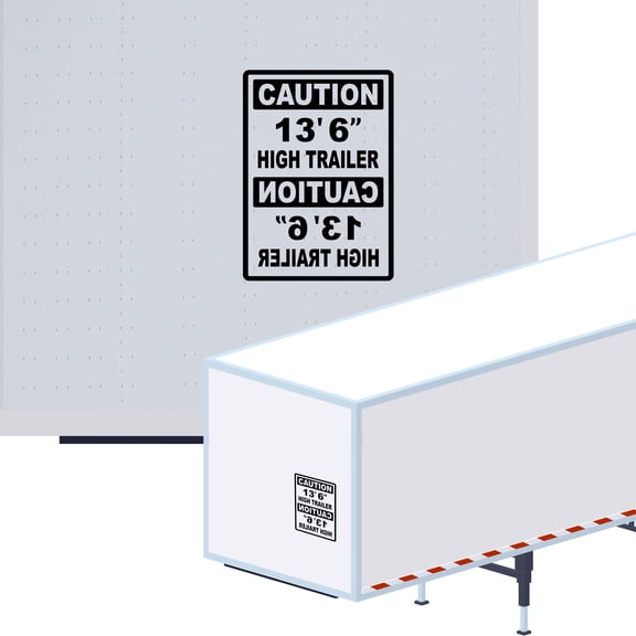 Caution 13' 6" High Trailer Vinyl Decal Sticker - Height Trailer Sign with Mirror Text Truck Safety Decal for Dry Van and Reefer Trailers Caution Clearance Height Sign (12" x 18", Black)
