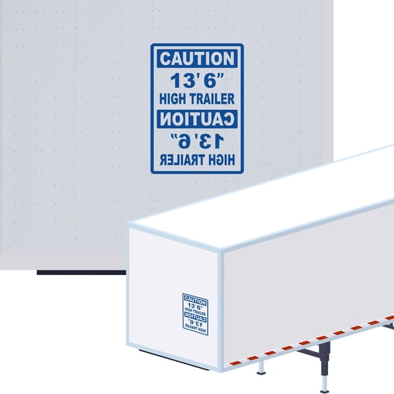 Caution 13' 6" High Trailer Vinyl Decal Sticker - Height Trailer Sign with Mirror Text Truck Safety Decal for Dry Van and Reefer Trailers Caution Clearance Height Sign (10" x 14", Blue)