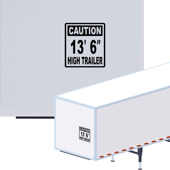 Caution 13' 6" High Trailer Vinyl Decal Sticker - Height Trailer Sign Truck Safety Markings for Dry Van and Reefer Trailers Caution Clearance Height Sign (12" x 13", Black)