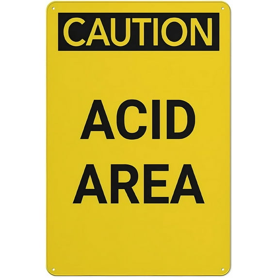 Caution Acid Area Sign, 8"x12" Rustproof Aluminum Metal Sign, Multicolor Chemical Safety Sign for Lab/Workplace