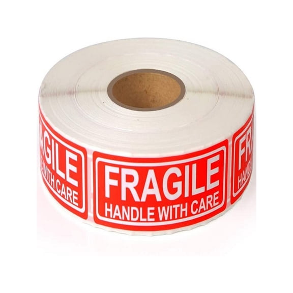 Caution Adhesive LabelsBlack on Yellow High Visibility DesignIdeal for Warning in Shipping & Packaging to