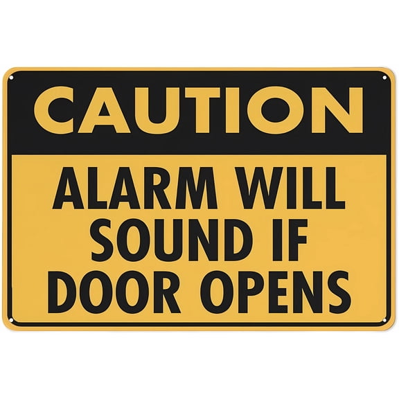 Caution Alarm Will Sound If Door Opens Sign For House, 8"x12" Premium Aluminum Yard Sign, Sun-Proof Rust-Free Security Sign