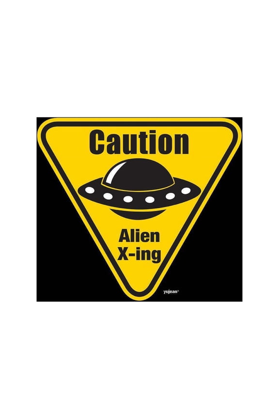 Caution Alien X-ing Crossing Expertly Design Cotton TOTE Shopping BAG - 13" x 16" - Black