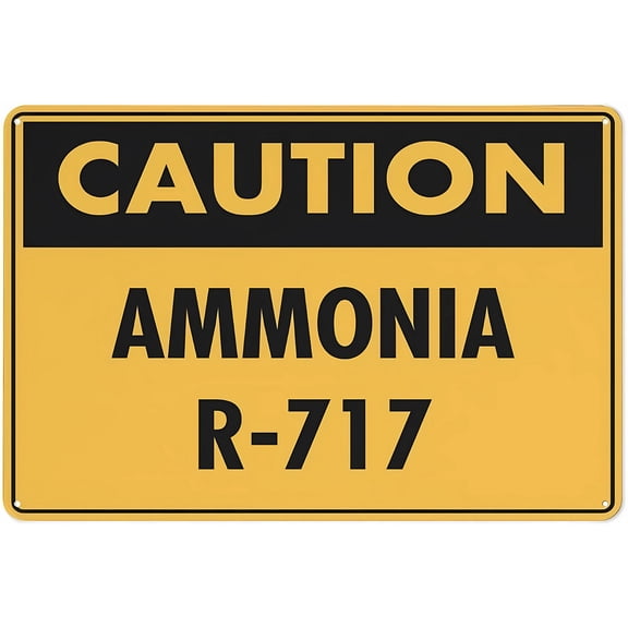 Caution Ammonia R-717 Safe Sign 12 x 8 Inches - Outdoor Use, Practical Sign for Home, Business, Driveway Alert, Refrigeration, Lab, Chemical Storage Area