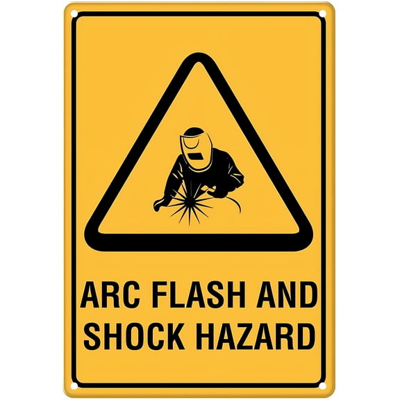 Caution Arc Flash and Shock Hazard Sign, 8"x12" Aluminum Tin Wall Decor, Safety Sign for Home Kitchen