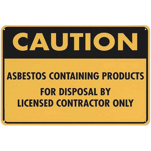 Caution Asbestos Containing Products Sign, 8"x12" Outdoor Metal Sign, Hazard Sign for Business Workplace Office Home Garden
