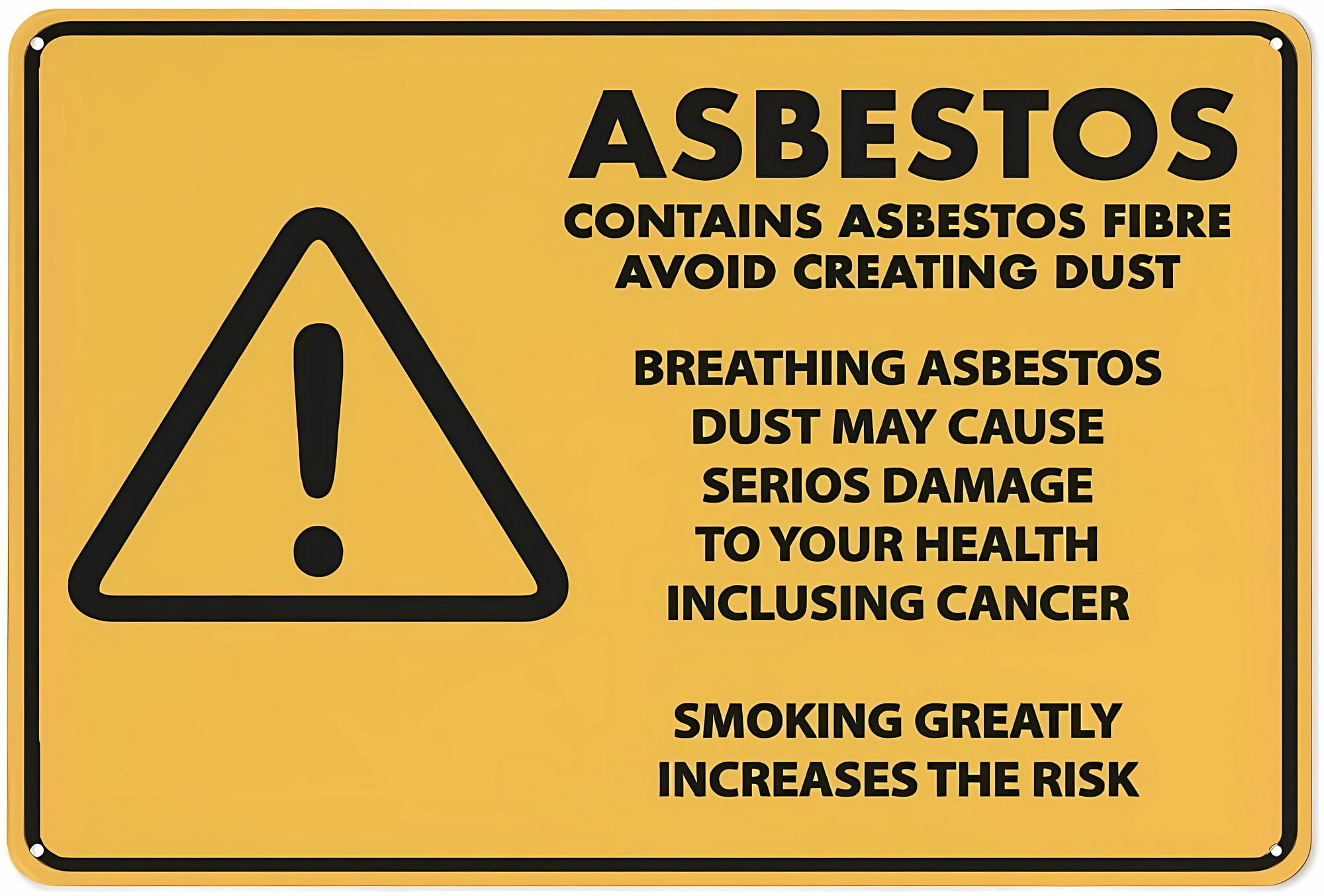 Fibre Sign Caution Asbestos Contains Fibre Sign - 12×8 Inches, UV-Printed Aluminum ...