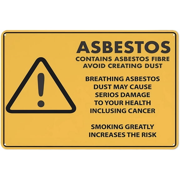 Caution Asbestos Warning Reflective Aluminum Sign 12 x 8 Inches - with Symbol, Weatherproof Signage for Indoor Outdoor Construction, Demolition, Toxic Material Area