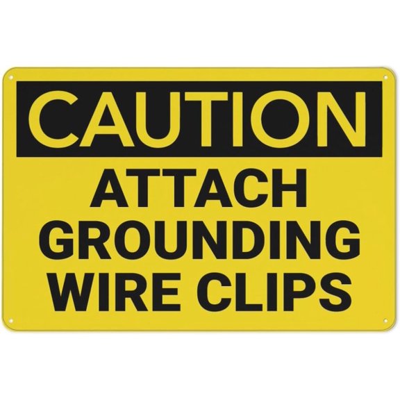 Caution Attach Grounding Wire Clips Sign Rustic Metal Tin Sign Home Outdoor Art Wall Decorations For Cafe Bar Kitchen 12X8Inch