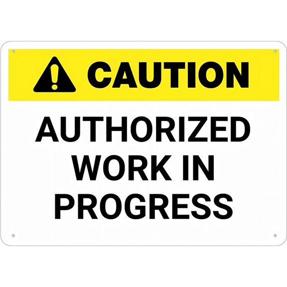 Caution Authorized Work in Progress Sign 12 x 8 Inches - UV Printed Rust-Free Aluminum, Yard Sign for Home, Business, Driveway Alert, Construction, Maintenance, Restricted Zone