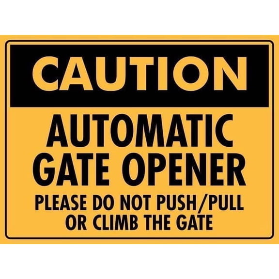Caution Automatic Gate Opener Sign – 8x12 Inch Reflective RustFree Aluminum,Waterproof & UV Protected,Safety Warning Sign for Private or Commercial Property