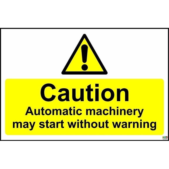 Caution Automatic Machinery May Start Without Warning metal park safety sign Size: 8 x 12 Inch
