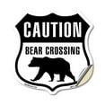 thumbnail image 1 of Caution Bear Crossing (5 Pack) 6 inch X 6 inch Shield Shaped Heavy Duty 3.2 mil Vinyl Decals Weather Resistant Made in the USA, 1 of 5