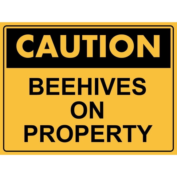 Caution Beehives on Property Metal Sign Caution Danger Safety Security Warning Notice Signs (Aluminum) Size: 12 x 16 inch