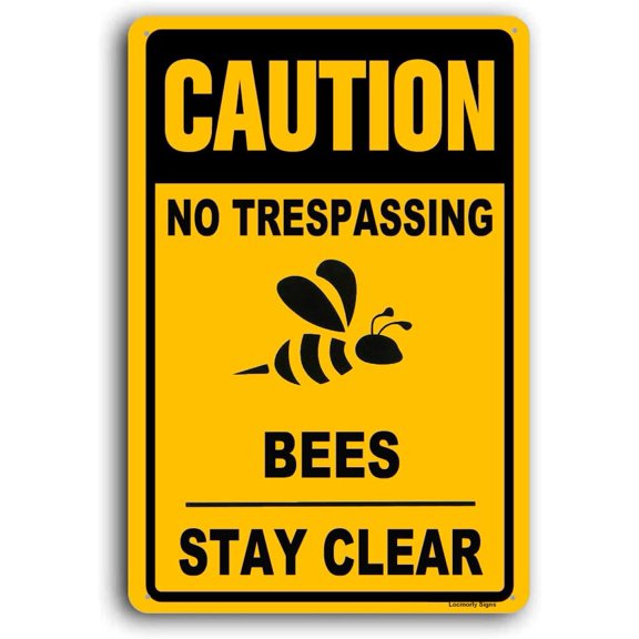Caution Bees Stay Clear Aluminum Sign, 8x12 Inch, Metal Sign No Trespassing