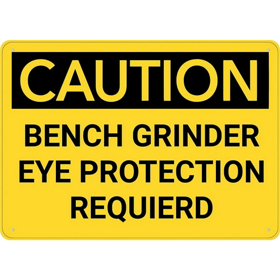 Caution Bench Grinder Eye Protection Required Tin Sign 8"x12" - Great Wall Decor for Garden Yard, Bench Grinder Eye Protection Sign