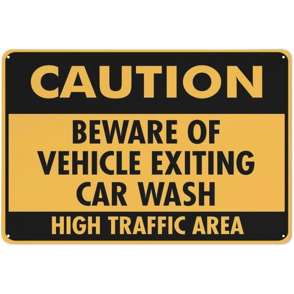 Caution Beware Of Vehicle Exiting Car Wash Sign 8"x12" Metal Aluminum Signs, Weather Resistant, Weatherproof, Indoor Or Outdoor
