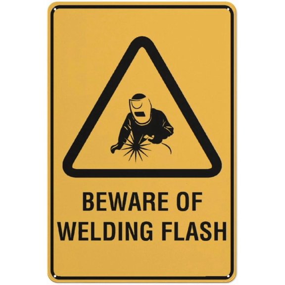 Caution Beware Of Welding Flash Sign 12 X 8 Inch Metal Sign, Rustproof Aluminum, Multicolor