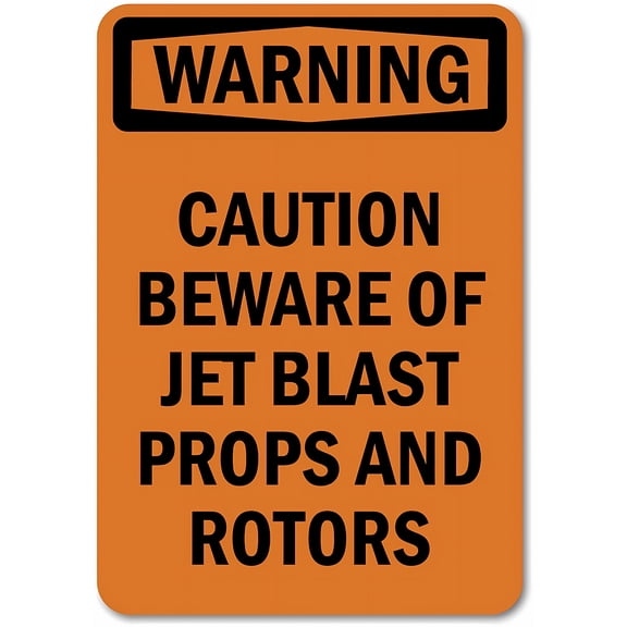 Caution Beware Of Jet Blast Props Sign, 8"x12" Durable Tin Wall Decor, Safety & Humor Sign for Home Garage Yard Workplace
