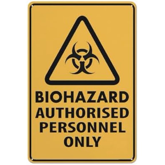 Caution Biohazard Authorised Personnel Only Sign 12X8 Inch Tin Sign Great For Garden And Yard Wall Decor