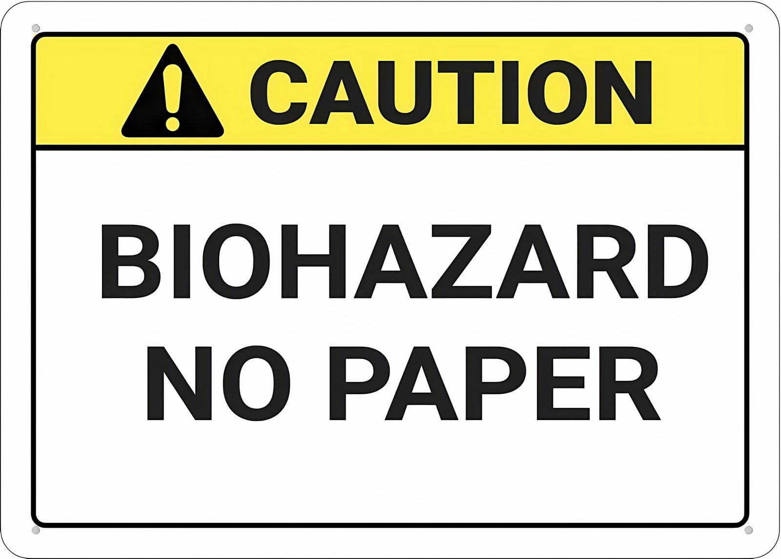 Caution Biohazard No Paper Metal Sign 12 x 8 Inches - Rust-Free ...