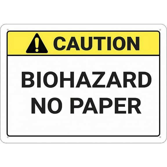 Caution Biohazard No Paper Metal Sign 12 x 8 Inches - Rust-Free Aluminum, UV Ink Printing, Durable Weatherproof Outdoor Use for Home, Medical, Lab Area