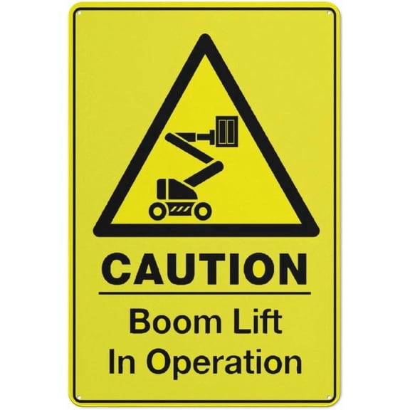 Caution Boom Lift In Operation Sign Warning Tin Sign Home Kitchen Farm Garden Garage Wall Decor 8"x12"