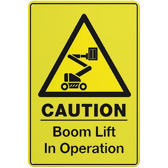 Caution Boom Lift In Operation Warning Tin Sign, 8"x12" Wall Decor, Art for Home Kitchen Farm Garden Garage