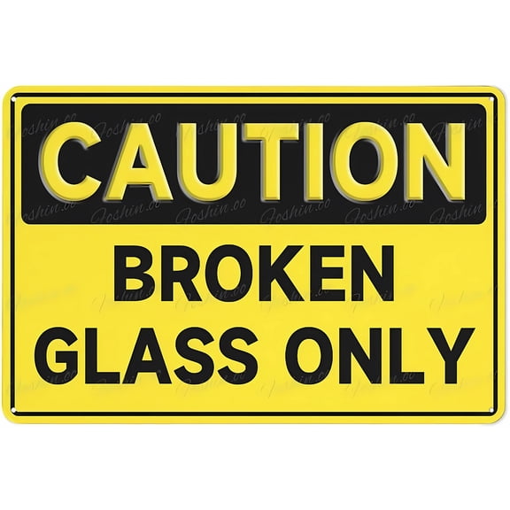 Caution Broken Glass Sign - 12×8 Inches, Aluminum Warning Sign, Property Business Yard House Office Safety Decor