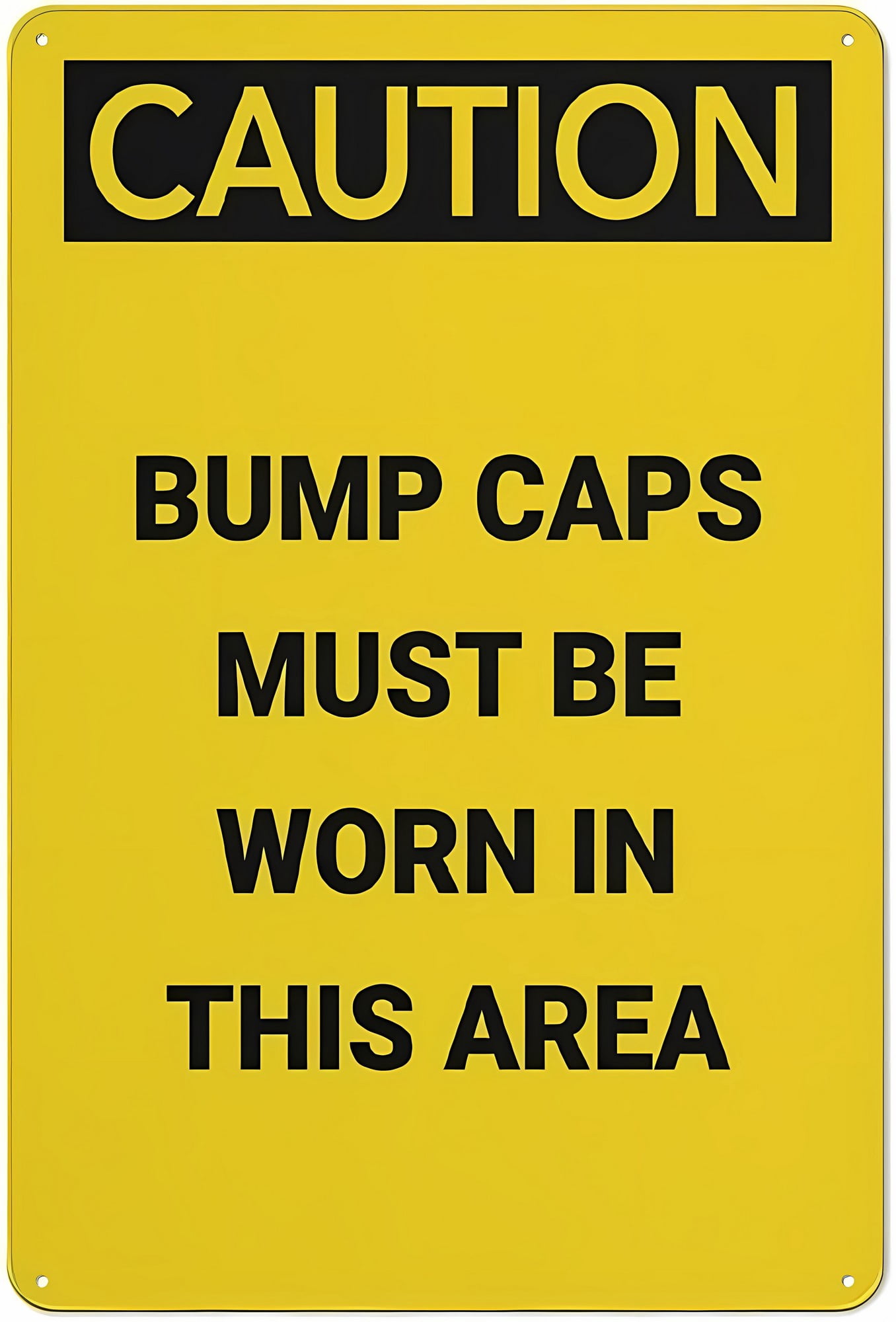 Caution Bump Caps Worn Area Sign, 8