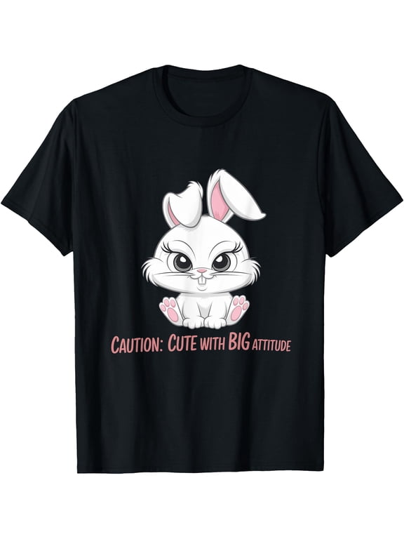 Caution Bunny Cute But Fierce Sarcastic Angry Rabbit T-Shirt
