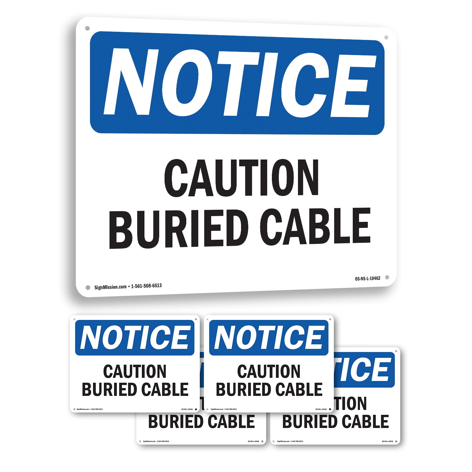 Caution Buried Cable OSHA Notice Rigid Plastic Sign 18 Inch x 12 Inch ...