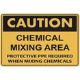 thumbnail image 1 of Caution Chemical Mixing Area Sign 12 X 8 Inches Reflective Aluminum Metal Warning Signage With Symbol For Indoor Outdoor Use, 1 of 6